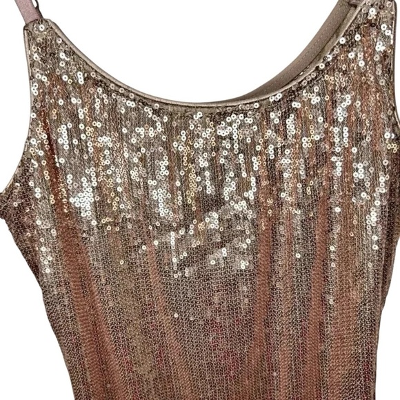 2/$30 Forever 21 Size Medium Sequin Rose Gold Strappy Mini Dress Sparkly - Picture 3 of 10